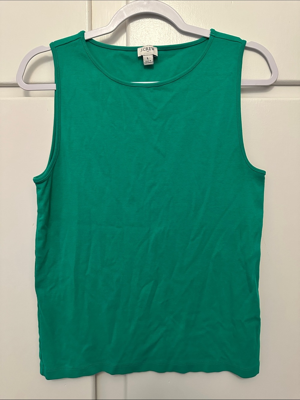 EUC 100% Cotton J. Crew Green Crewneck Sleeveless Tank Top
